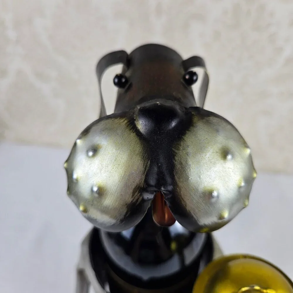 Metal Dog Wine Bottle Holder Steward Butler Free Standing Novelty Gift Whimsical